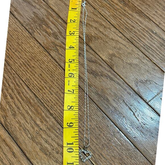 NIB Mystique Platinum Over Sterling Silver Diamond & Sapphire Heart Necklace - Picture 14 of 16